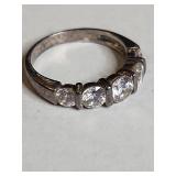 .925 Sterling Silver Five-Stone CZ Ring