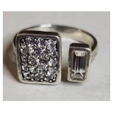 Silpada .925 Sterling Silver Crystal Cluster Ring with Baguette Accent