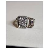 Silpada .925 Sterling Silver Crystal Cluster Ring with Baguette Accent