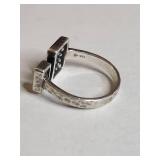 Silpada .925 Sterling Silver Crystal Cluster Ring with Baguette Accent