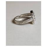 Silpada .925 Sterling Silver Crystal Cluster Ring with Baguette Accent