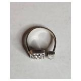 Silpada .925 Sterling Silver Crystal Cluster Ring with Baguette Accent