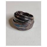 Sterling Silver Wide Band Ring with Spiral Design 12g