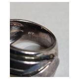 Sterling Silver Wide Band Ring with Spiral Design 12g