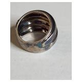 Sterling Silver Wide Band Ring with Spiral Design 12g