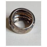 Sterling Silver Wide Band Ring with Spiral Design 12g