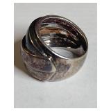 Sterling Silver Wide Band Ring with Spiral Design 12g