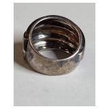 Sterling Silver Wide Band Ring with Spiral Design 12g