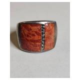 Silpada .925 Sterling Silver Coral Inlay Ring 14g
