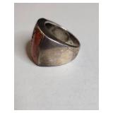 Silpada .925 Sterling Silver Coral Inlay Ring 14g