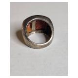 Silpada .925 Sterling Silver Coral Inlay Ring 14g