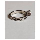 Silpada .925 Sterling Silver Peridot Ring with Carved Design