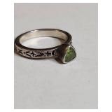 Silpada .925 Sterling Silver Peridot Ring with Carved Design