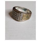 Silpada .925 Sterling Silver Wide Band CZ Ring 11g