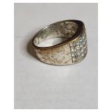 Silpada .925 Sterling Silver Wide Band CZ Ring 11g