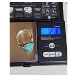 Silpada .925 Sterling Silver Turquoise Ring with Geometric Design 12g