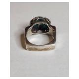 Silpada .925 Sterling Silver Turquoise Ring with Geometric Design 12g