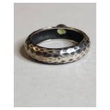 Silpada .925 Sterling Silver Hammered Ring with Peridot 5.9g