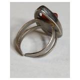 Silver Tone Modernist Carnelian Ring