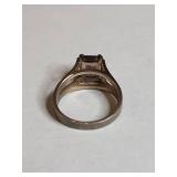 Silver-Tone Amethyst Solitaire Ring