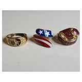 American Flag Themed Ring with Multi-Gemstone Companion