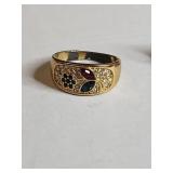 American Flag Themed Ring with Multi-Gemstone Companion