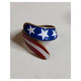 American Flag Themed Ring with Multi-Gemstone Companion