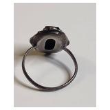 Sterling Silver, Onyx and Marcasite Ring 4g