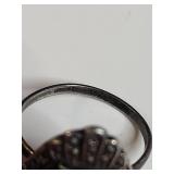 Sterling Silver, Onyx and Marcasite Ring 4g