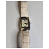 Silpada Designs Rectangular Watch with White Leather Band