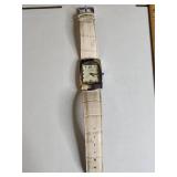 Silpada Designs Rectangular Watch with White Leather Band