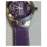 Bijoux Terner Purple Roman Numeral Watch with Crystal Accents