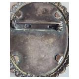 Vintage TLM Purple Iris Floral Oval Brooch