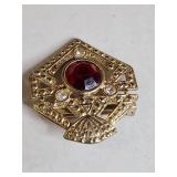 Art Deco Style Red Glass Brooch
