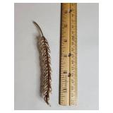 Gold Tone Feather Brooch