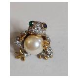 Animal Brooch Set - Pearl Frog, Golden Hummingbird & Bumble Bee