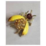 Animal Brooch Set - Pearl Frog, Golden Hummingbird & Bumble Bee