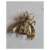 Animal Brooch Set - Pearl Frog, Golden Hummingbird & Bumble Bee