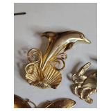 Sea Life & Butterfly Gold Tone Brooch Collection