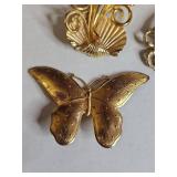 Sea Life & Butterfly Gold Tone Brooch Collection