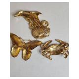 Sea Life & Butterfly Gold Tone Brooch Collection