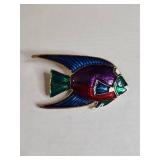 Colorful Enamel Tropical Fish Brooch