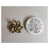 Floral Brooch and Berry Design Pin Set