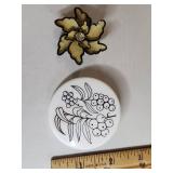 Floral Brooch and Berry Design Pin Set