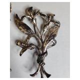 Silver-Tone Horse, Dog and Floral Pin Set