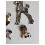 Silver-Tone Horse, Dog and Floral Pin Set