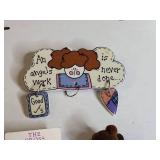 Three Piece Gift Set - Angel Plaque, Teddy Bear Pin and Gold Cross Pin