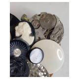 Mixed Button and Watch Parts Brooch