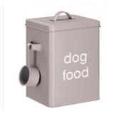Navaris Dog Food Storage - Metal Container Bin for Pet Food with Portion Scoop for Storing Dry Food Biscuit Treats - Vintage Design Dog Food Bin - Retail: $32