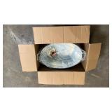 Benjara 1.7 Gal. Large Silver Oval Shape Embossed Design Galvanized Steel Tub with Side Handles - Retail: $52